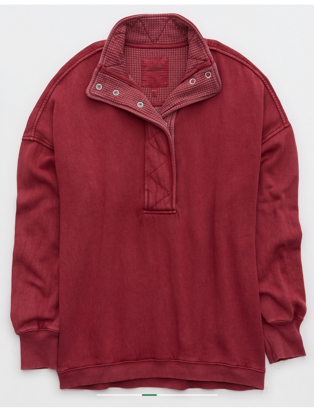 Aerie Getaway Quarter-Snap Sweatshirt - Burgundy - X-Small